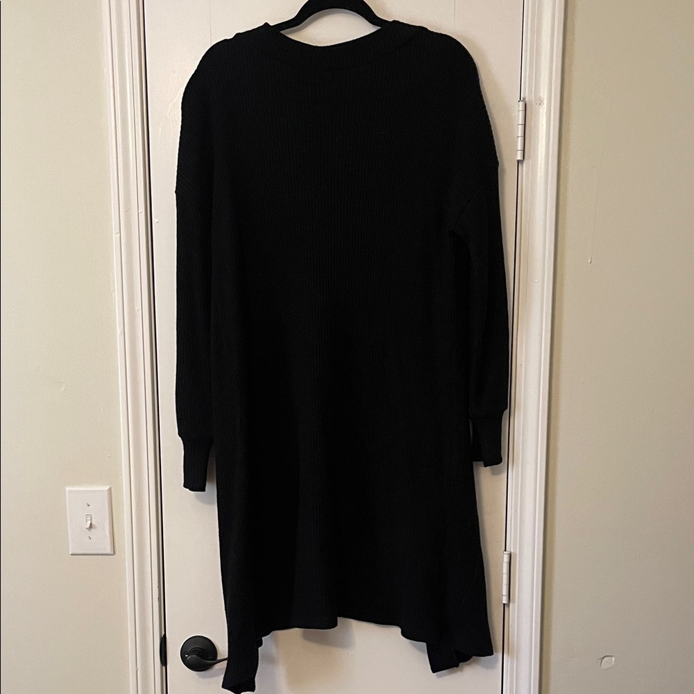 Long Black Ribbed Cardigan - Picture 4 of 4